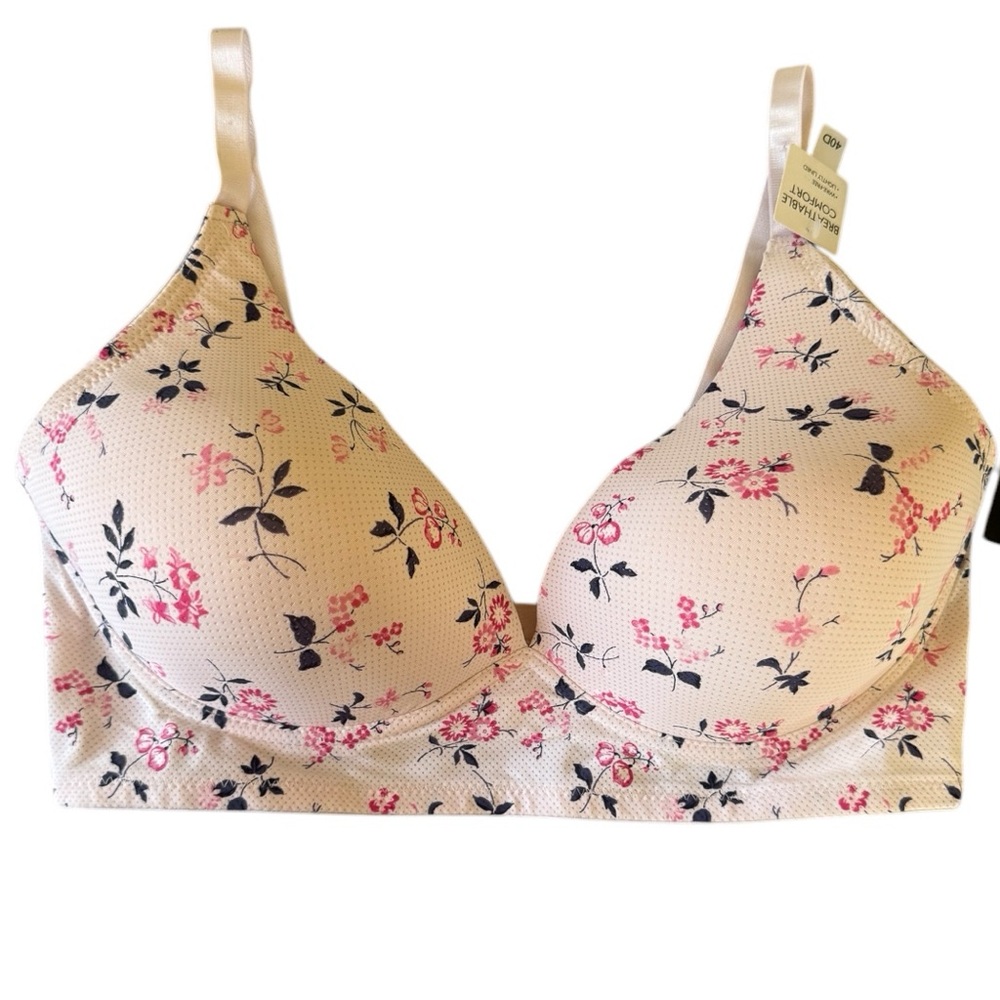 NWT Laura Ashley Floral Wireless Bra - Size 40D!!